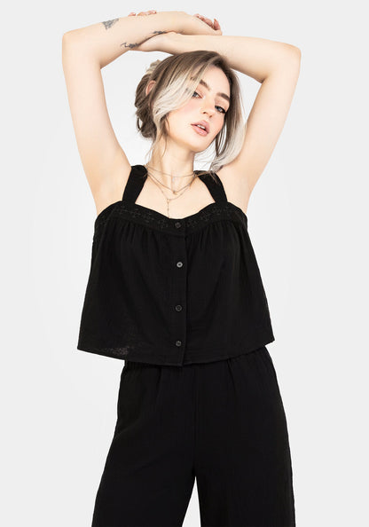 Damara Embroidered Cotton Button Up Blouse