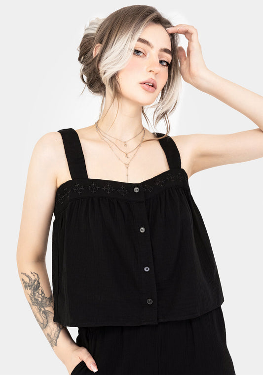 Damara Embroidered Cotton Button Up Blouse