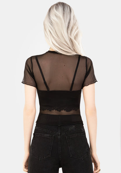 Mirage Mesh Lettuce Edge Crop Tee