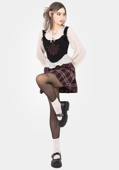 Villain Textured Tie Front Peplum Blouse - White