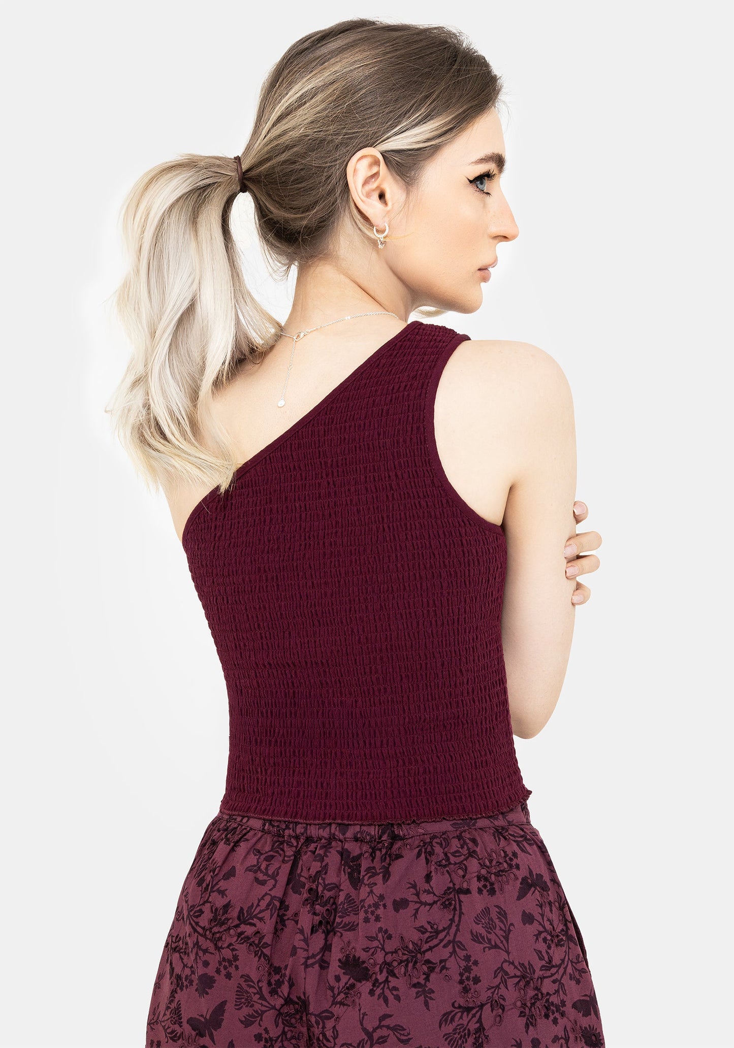 Midsommar Cotton Asymmetric Shirred Top