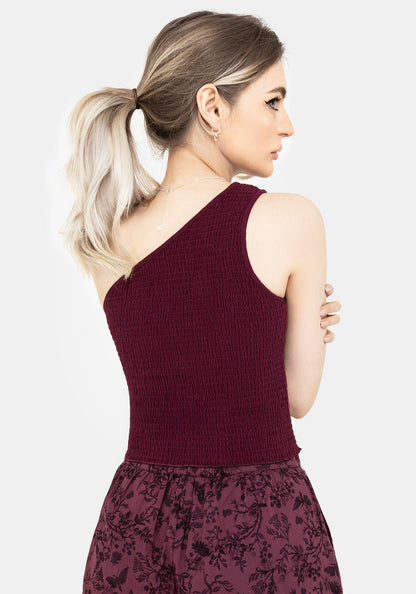 Midsommar Cotton Asymmetric Shirred Top