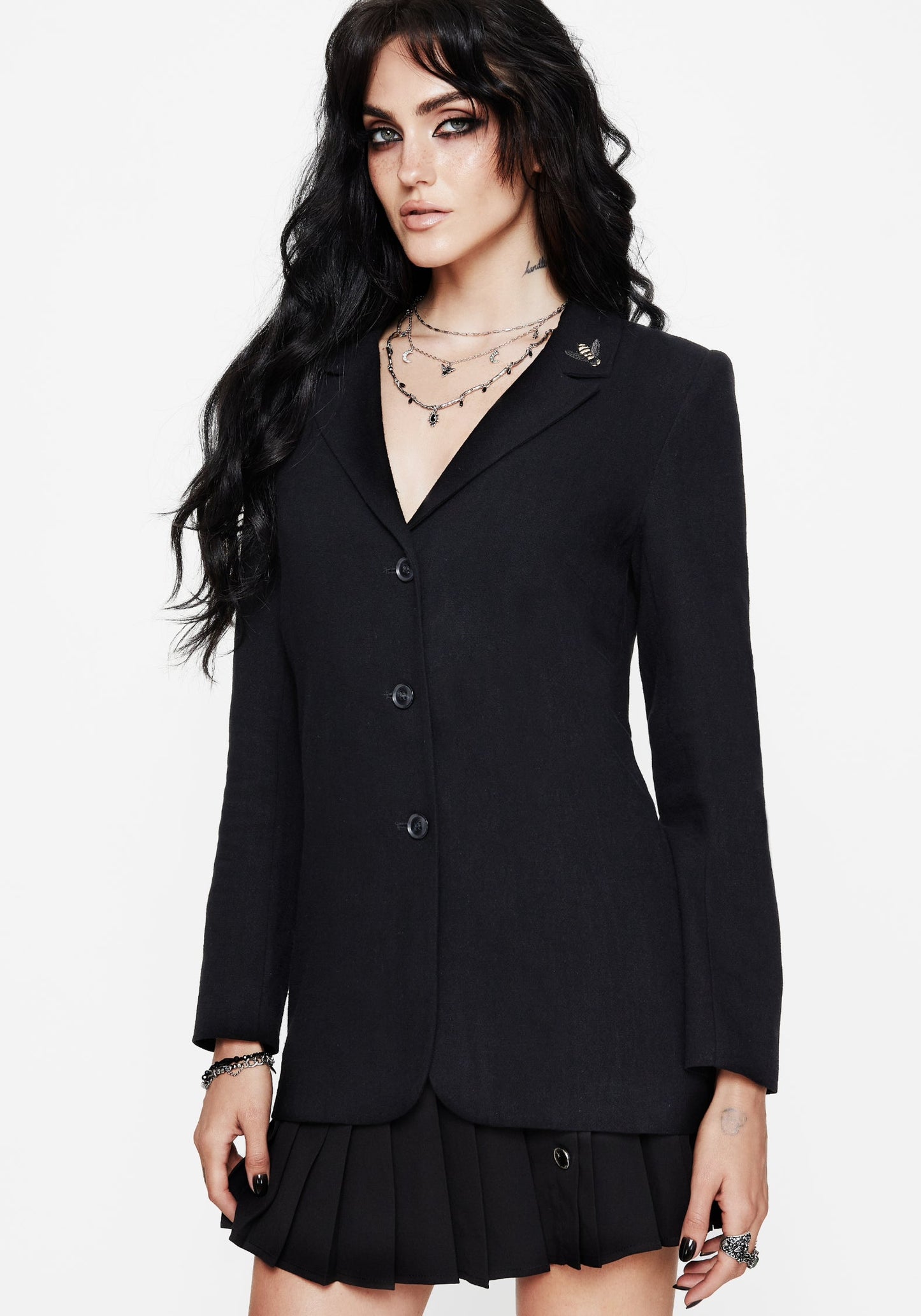 Chloris Embroidered Longline Blazer