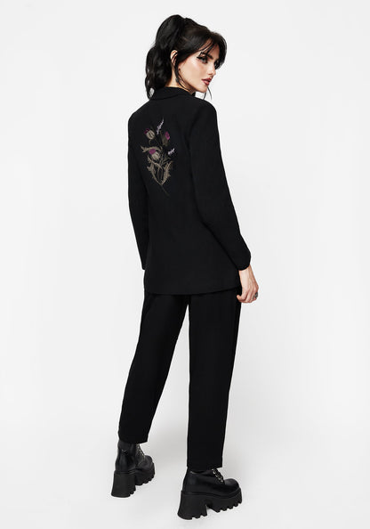 Chloris Embroidered Longline Blazer