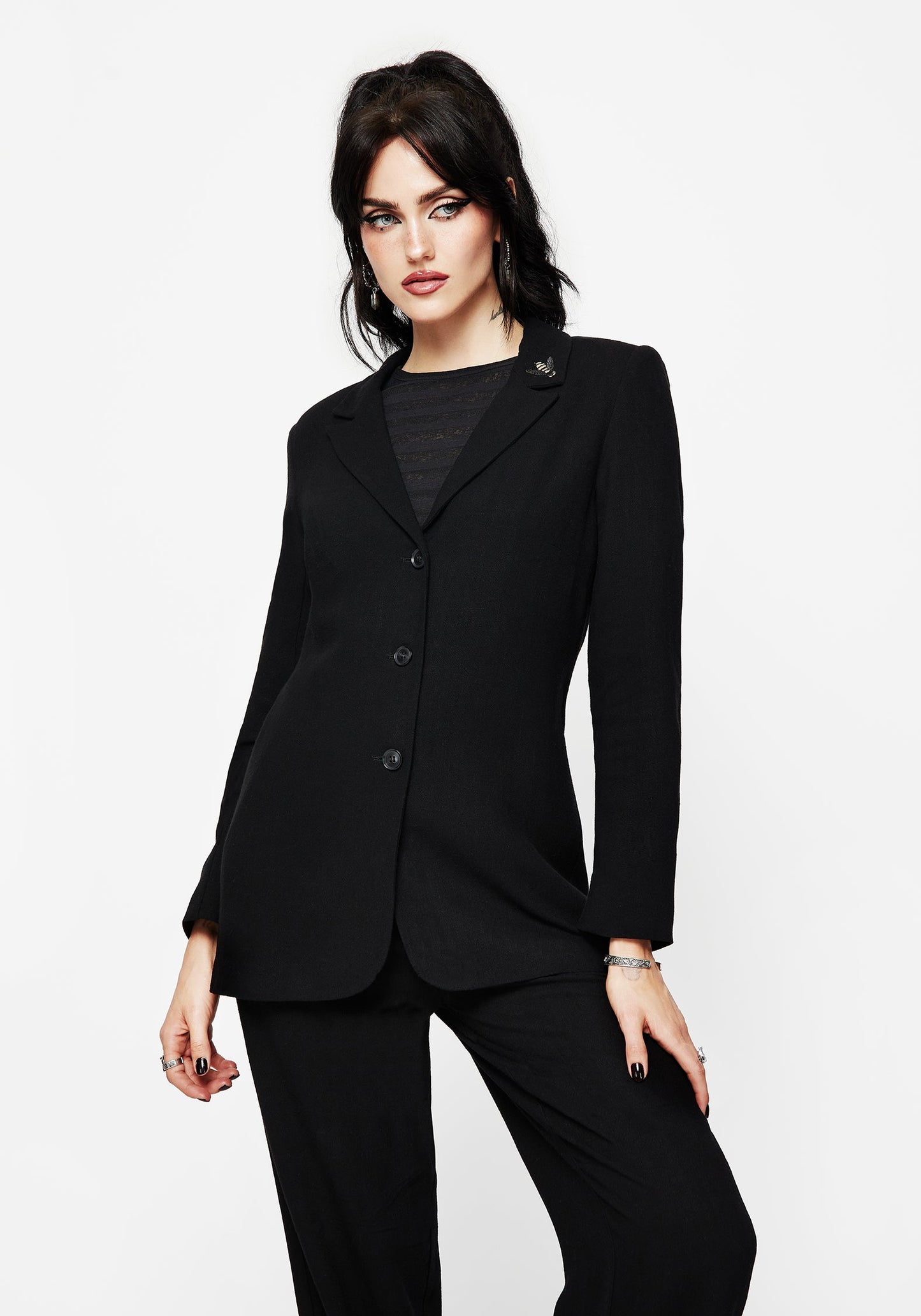 Chloris Embroidered Longline Blazer