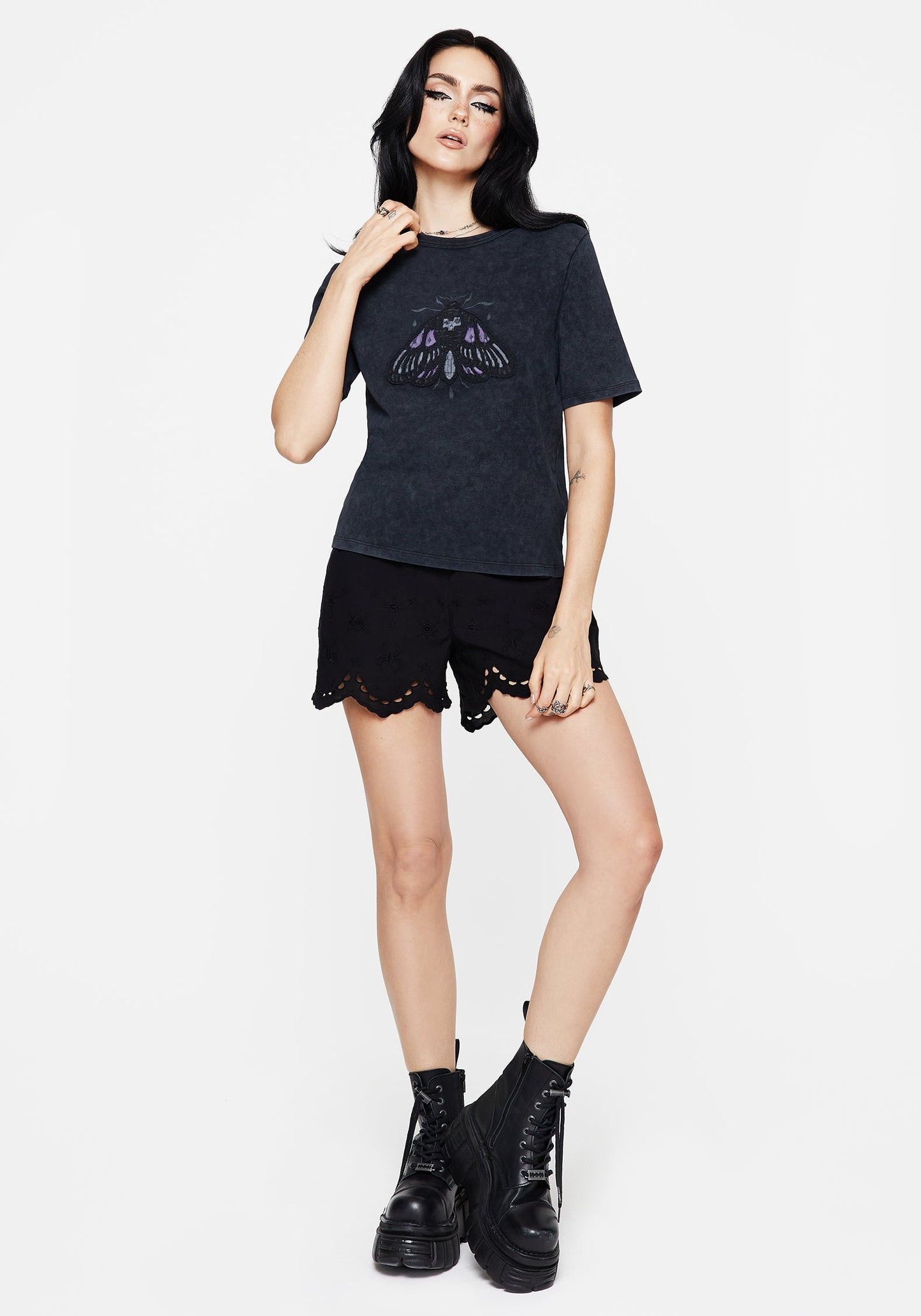 Summertime Cotton Moth Applique T-Shirt