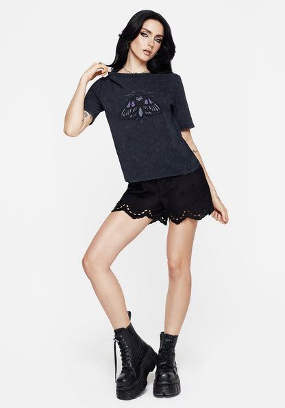 Summertime Cotton Moth Applique T-Shirt