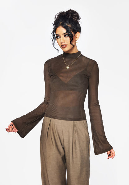 Yasmin Mesh Flare Sleeve Top