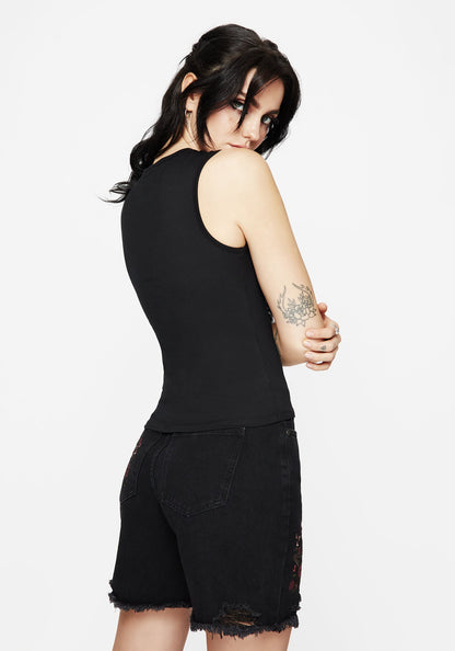 Encore Cotton Thorn and Rose Printed Sleeveless Top