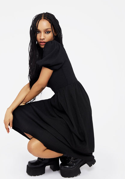 Carmine Midaxi Smock Dress - Black