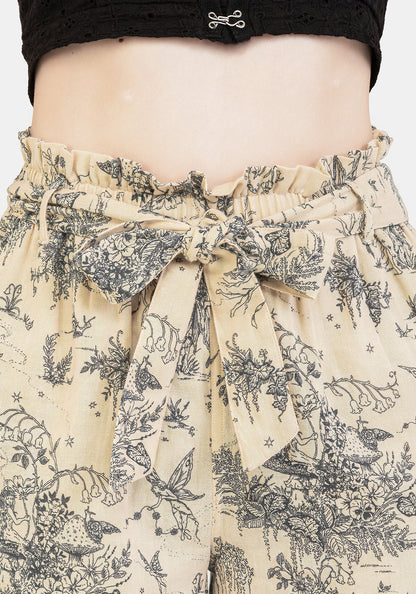 Maypole Cotton Print Paperbag Shorts