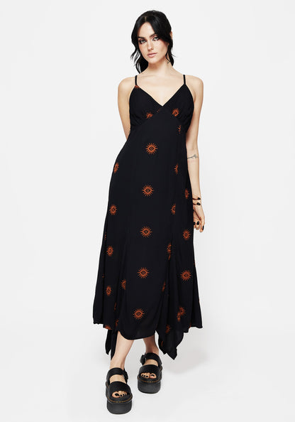Solstice Embroidered Cami Hanky Hem Midaxi Dress