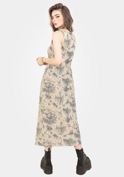 Maypole Cotton Print Button Up Midaxi Dress