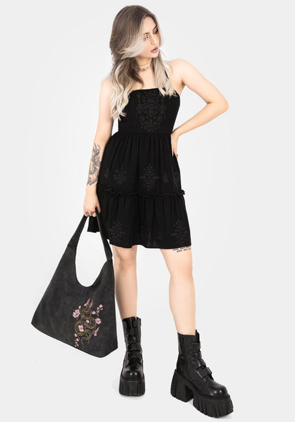 Gorgon Snake Embroidered Faux Suede Tote Bag