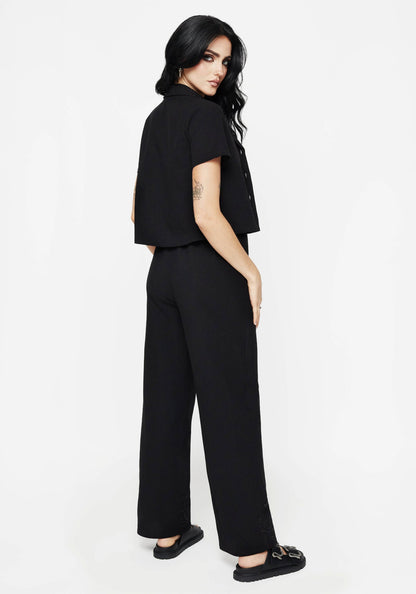 Thorell Embroidered Cotton Wide Leg Trousers