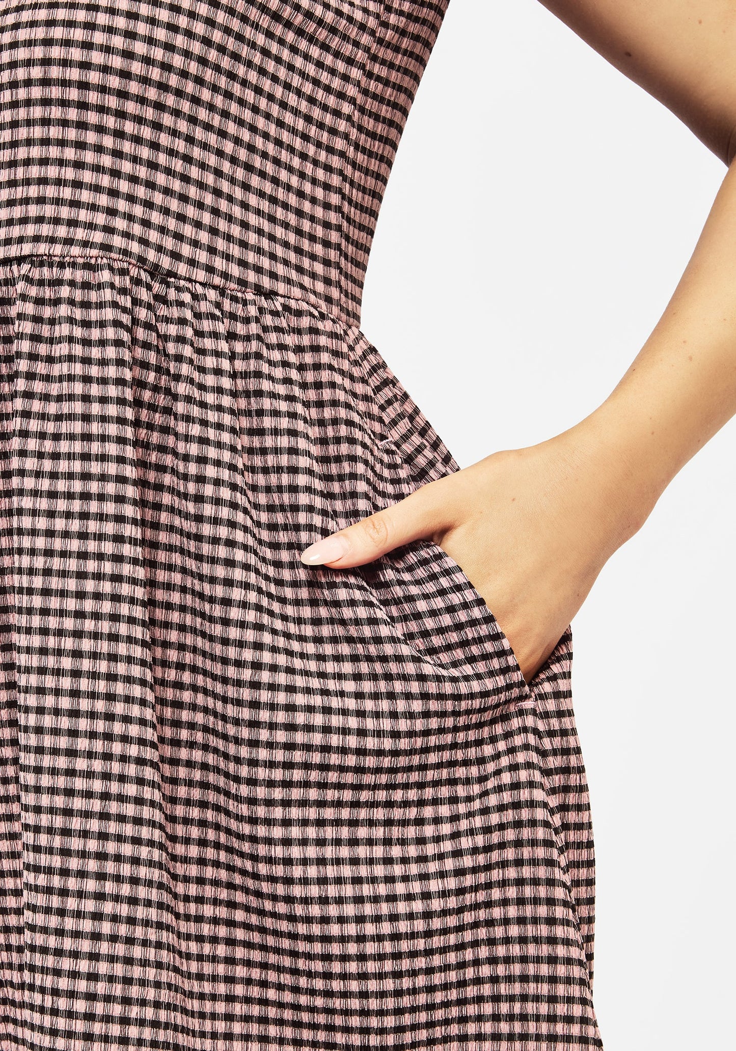 Midora Crinkle Check Mini Skater Dress