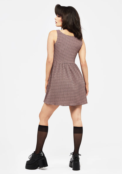 Midora Crinkle Check Mini Skater Dress