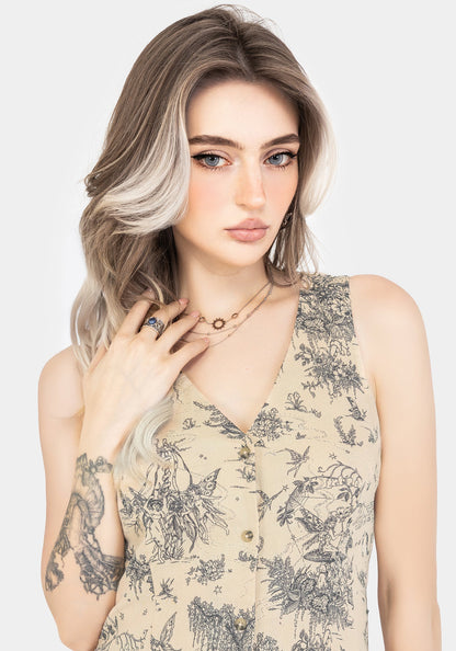 Maypole Cotton Print Button Up Midaxi Dress