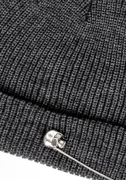 Skull Pin Knit Beanie