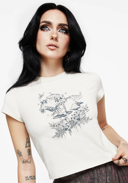 Maypole Cotton Fairy Print Crop T-Shirt