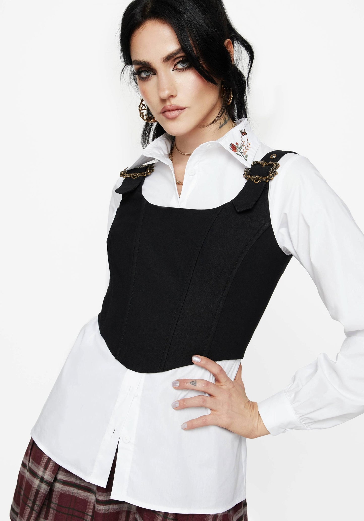 Dewdrop Cotton Embroidered Collar Shirt