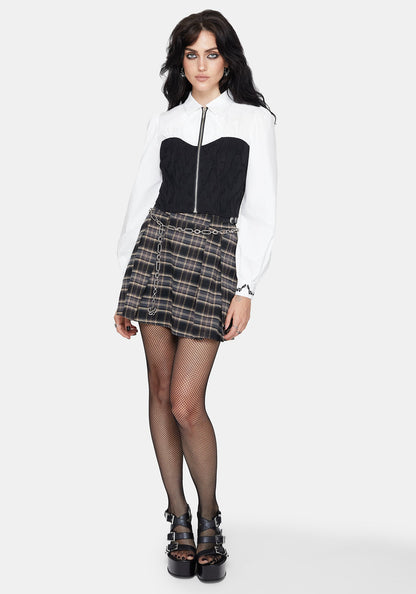 Adelinda Cotton Corset Detail Zip Front Shirt