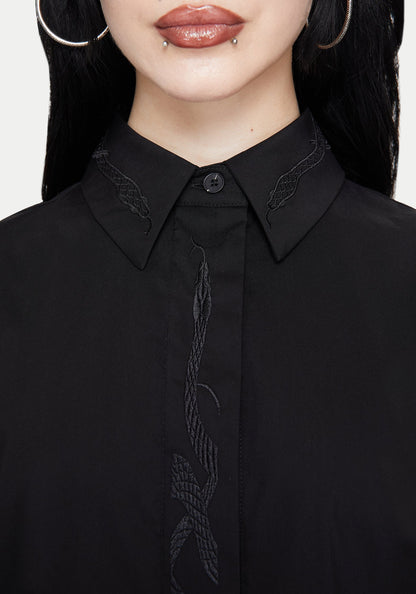 Shadowbane Long Sleeve Button Up Snake Detail Shirt