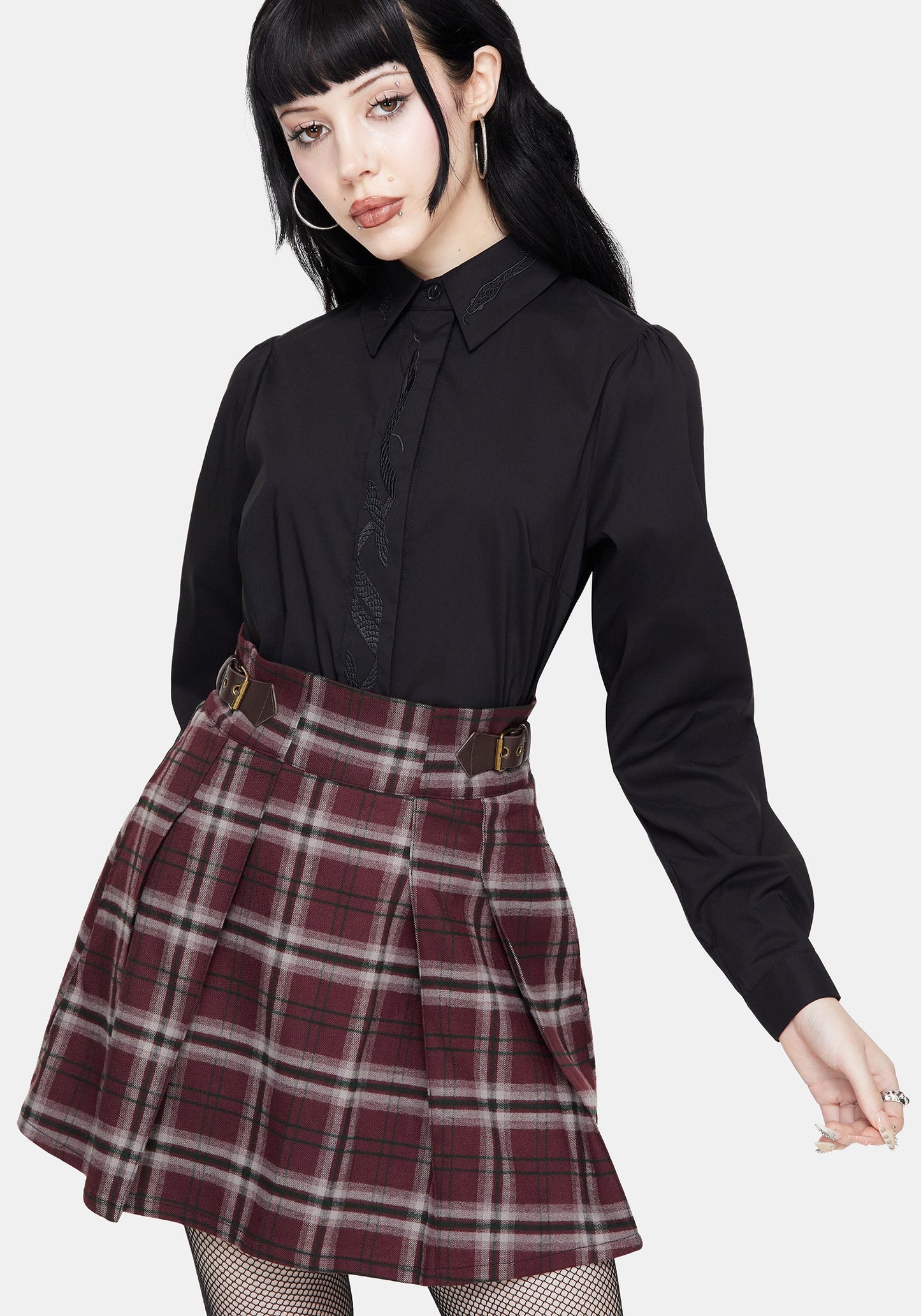 Shadowbane Long Sleeve Button Up Snake Detail Shirt