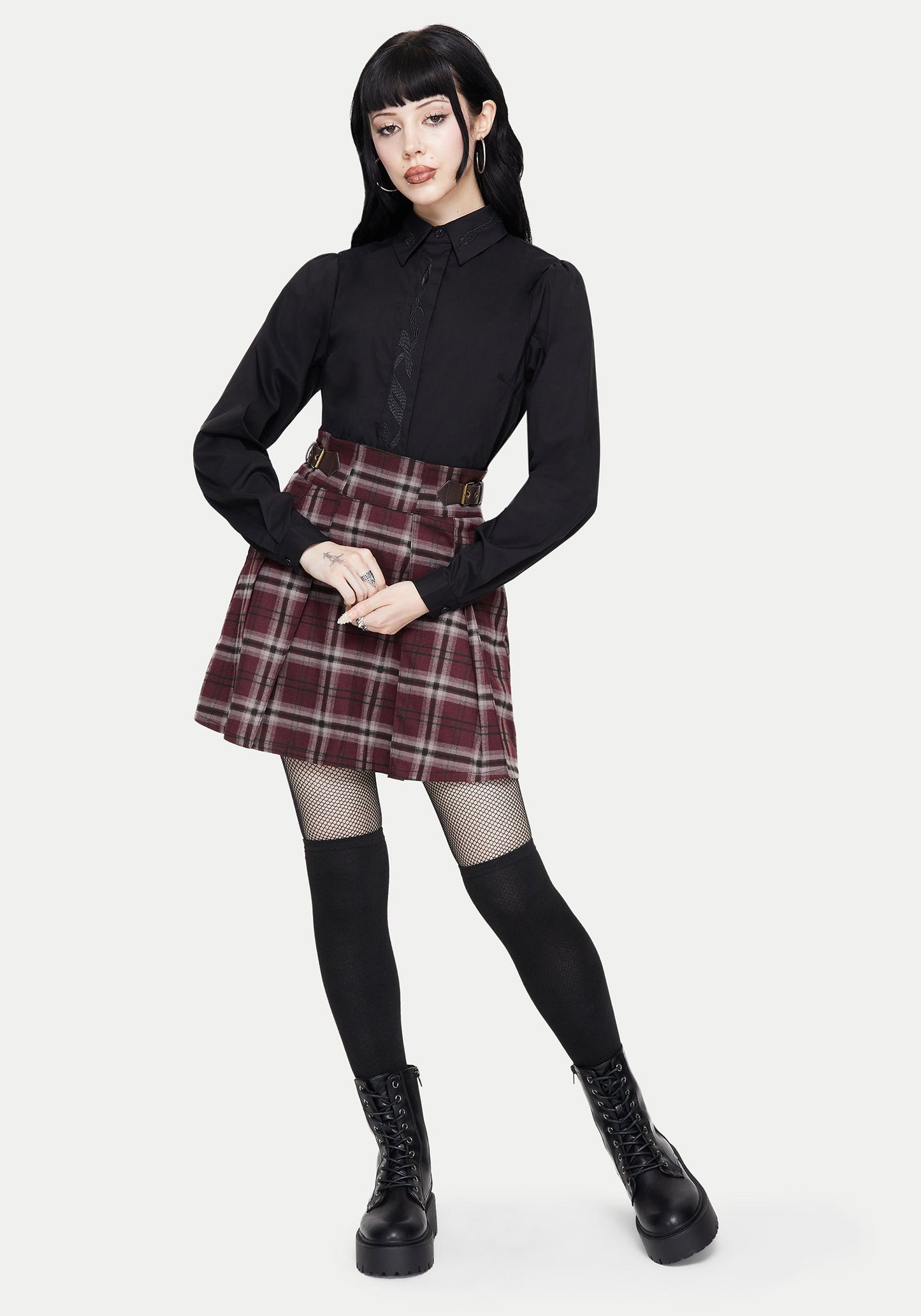 Shadowbane Long Sleeve Button Up Snake Detail Shirt