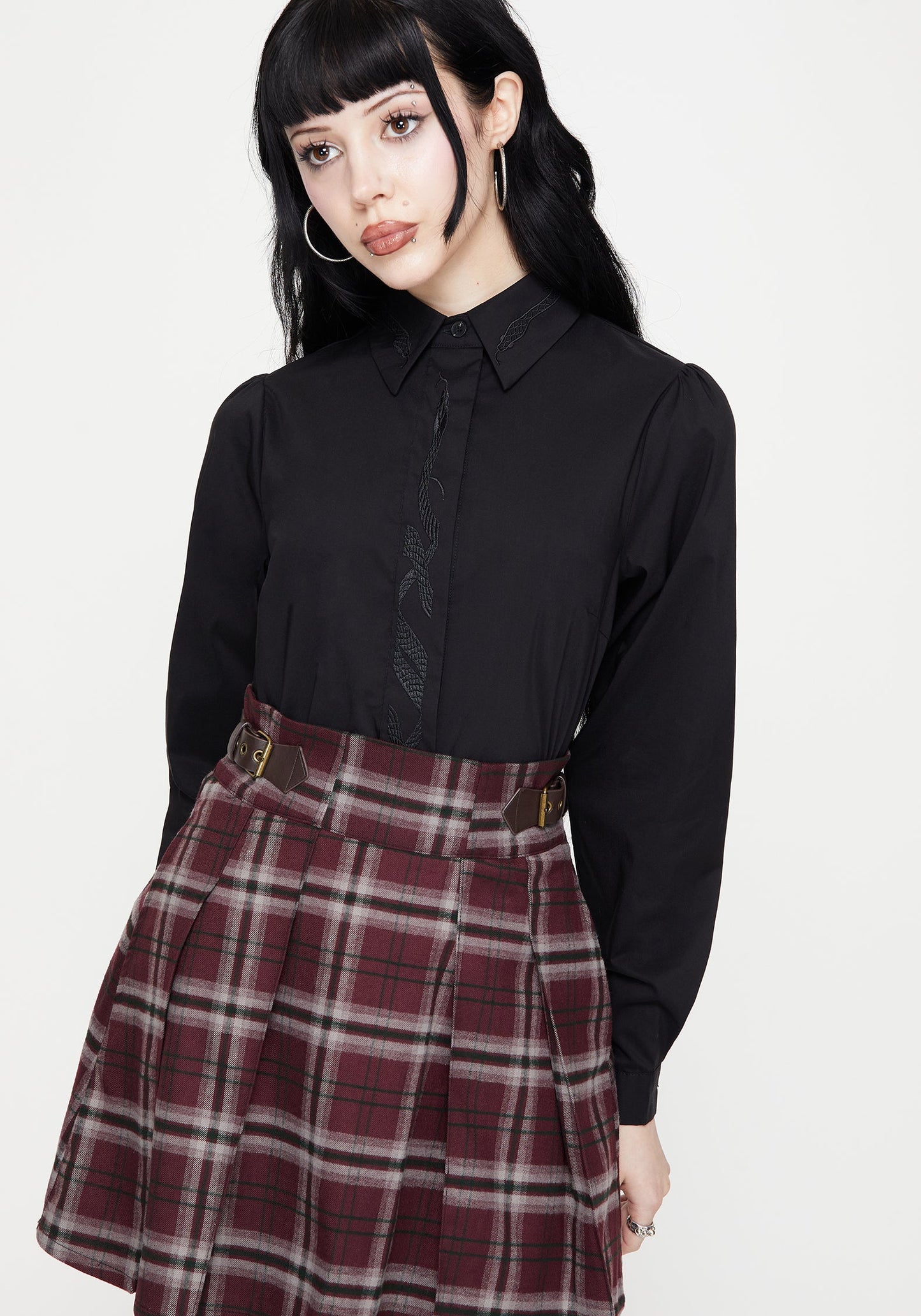 Shadowbane Long Sleeve Button Up Snake Detail Shirt