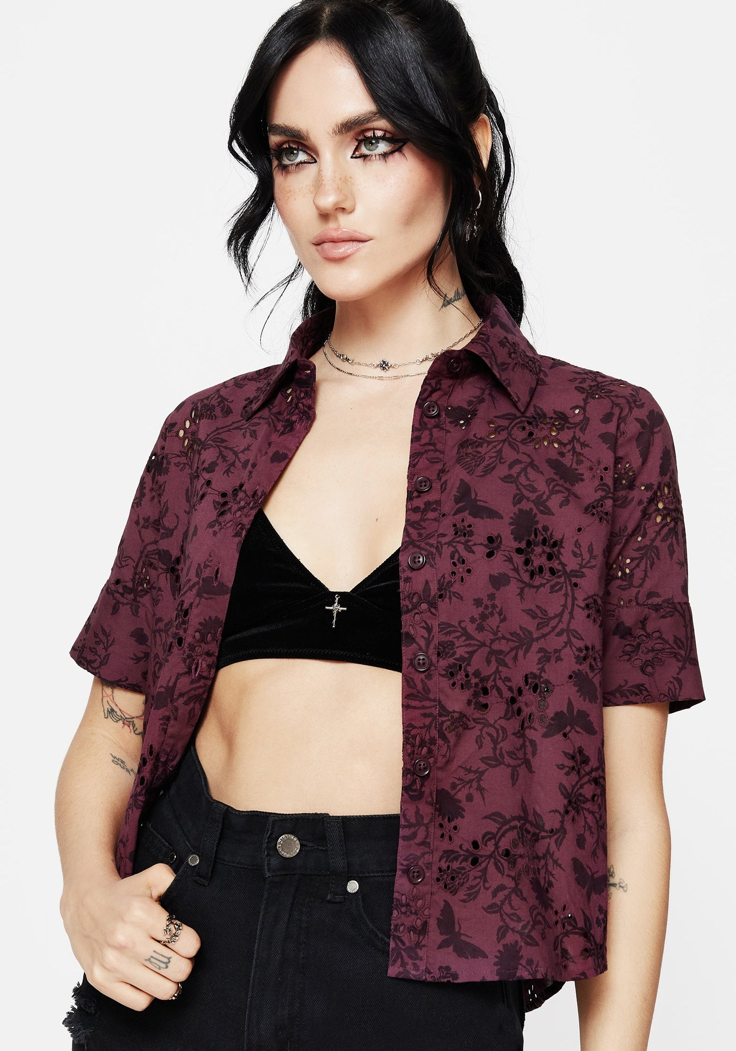 Morgana Cotton Broderie Button Up Shirt