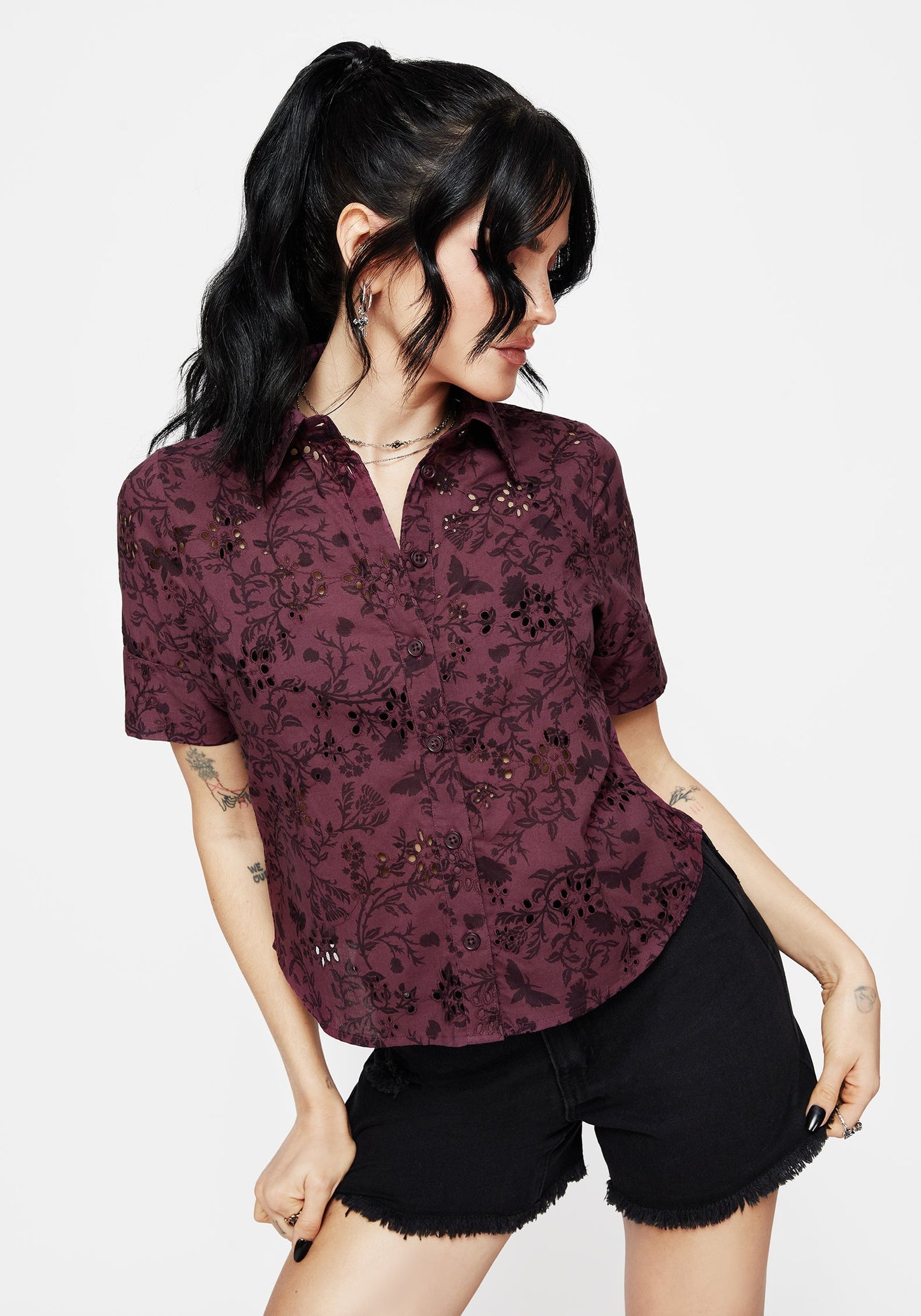 Morgana Cotton Broderie Button Up Shirt