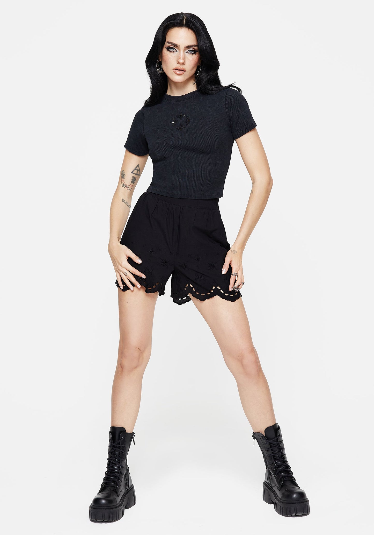 Christina Cotton Cut Out Detail Washed T-Shirt