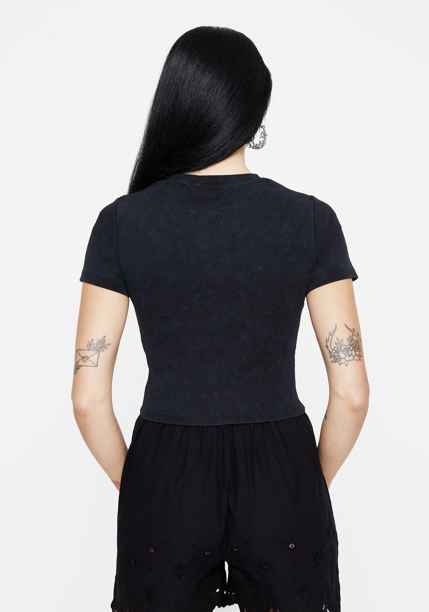 Christina Cotton Cut Out Detail Washed T-Shirt