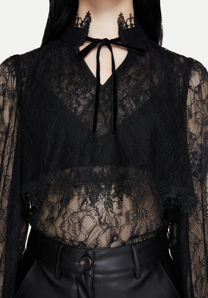 Darkwave Tie Neck Lace Blouse