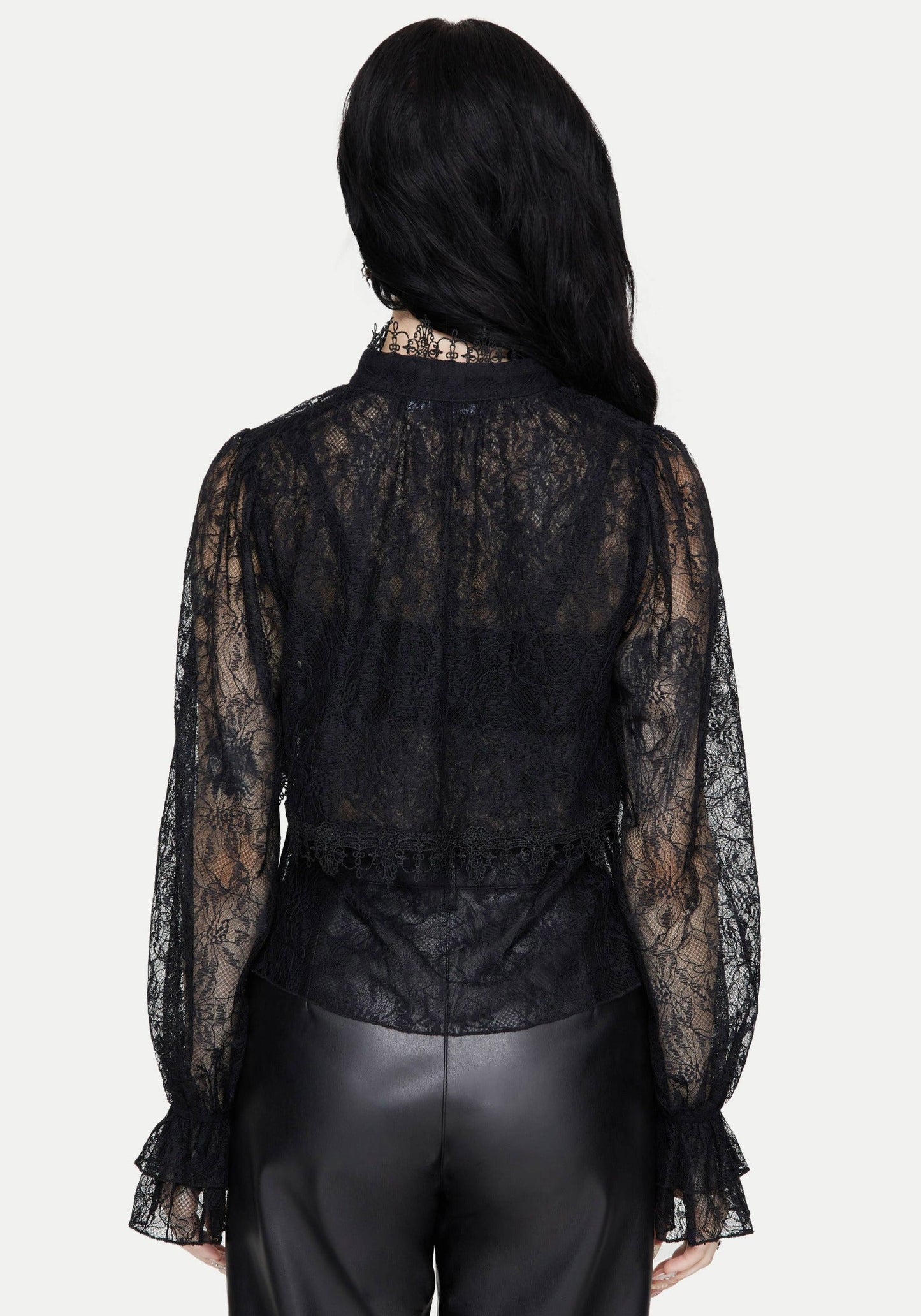 Darkwave Tie Neck Lace Blouse
