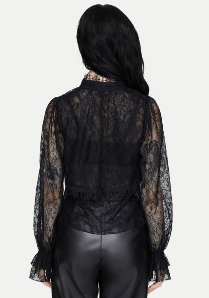 Darkwave Tie Neck Lace Blouse