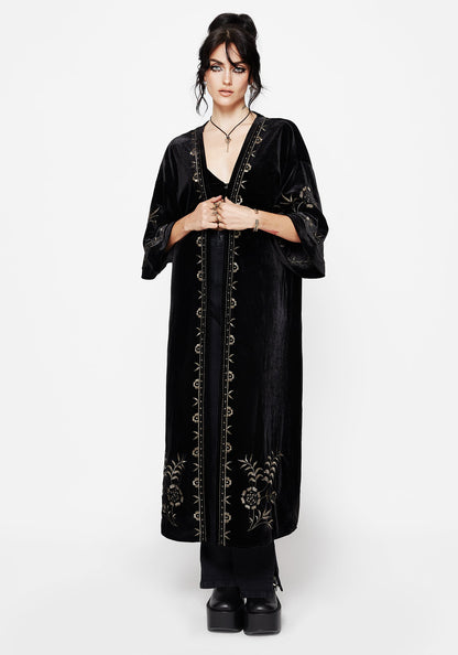 Kobra Velvet Snake Embroidered Longline Kimono