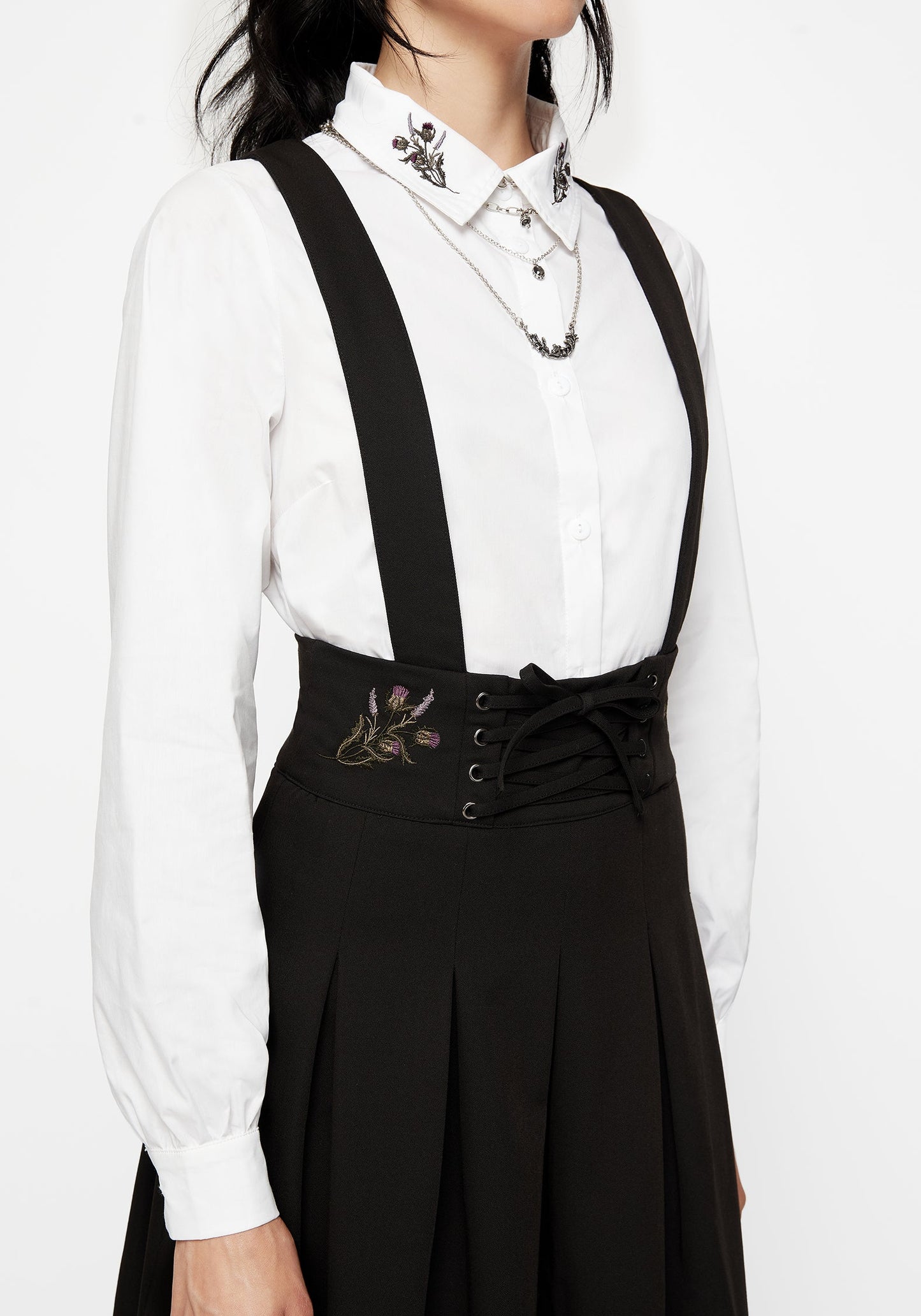 Despair Cotton Thistle Embroidered Button Up Shirt