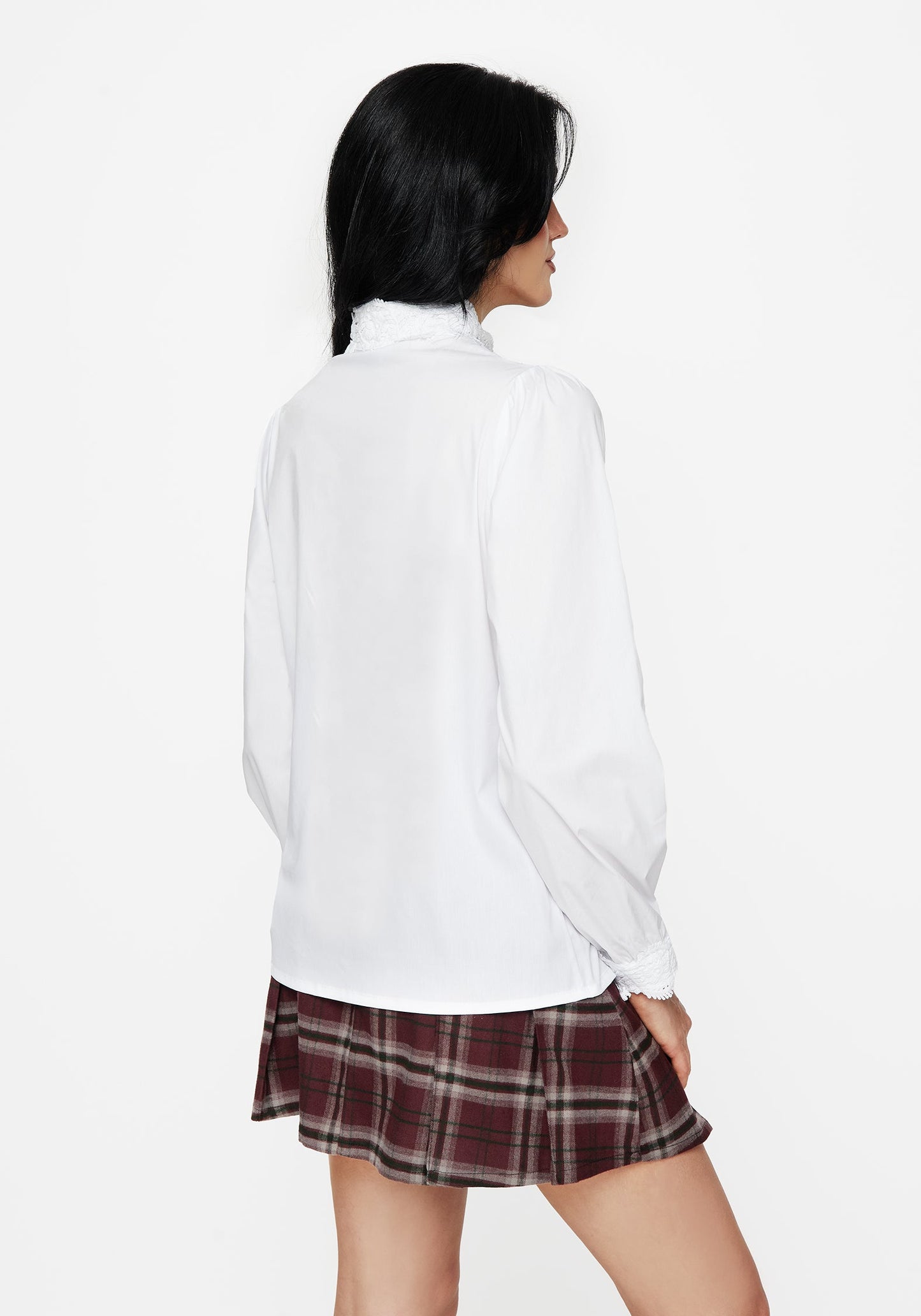 Morgaine Lace Detail Button Up Shirt - White