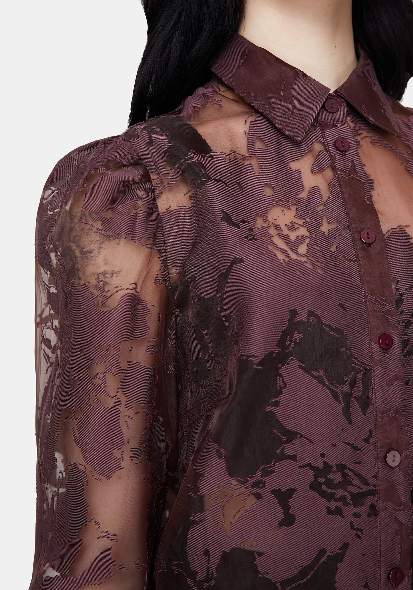 Spectre Sheer Loose Fit Shirt - Burgundy