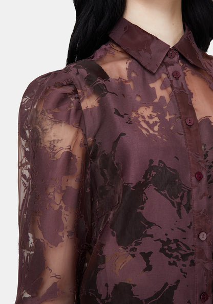 Spectre Sheer Loose Fit Shirt - Burgundy