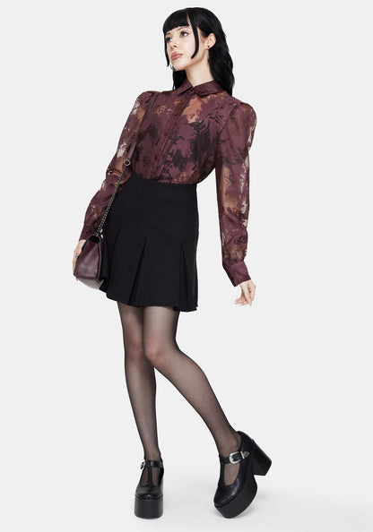 Spectre Sheer Loose Fit Shirt - Burgundy
