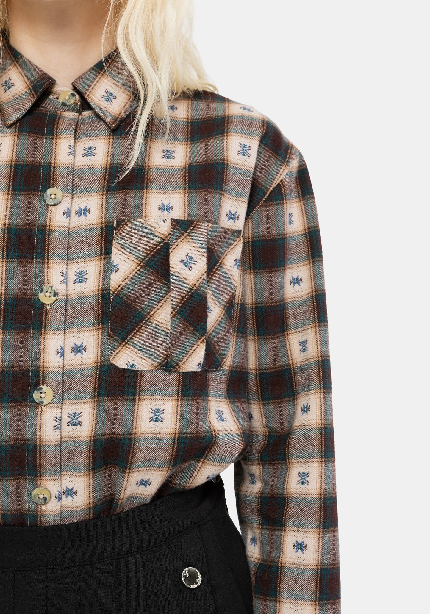 Emily Cotton Check Oversized Longline Shirt