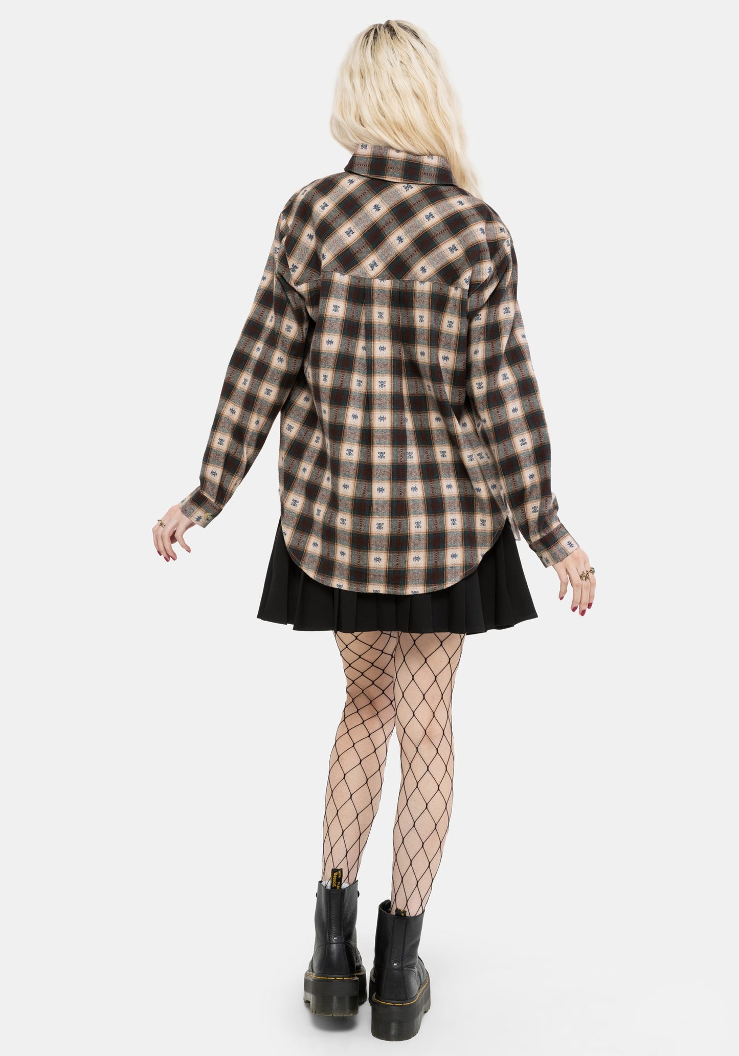 Emily Cotton Check Oversized Longline Shirt