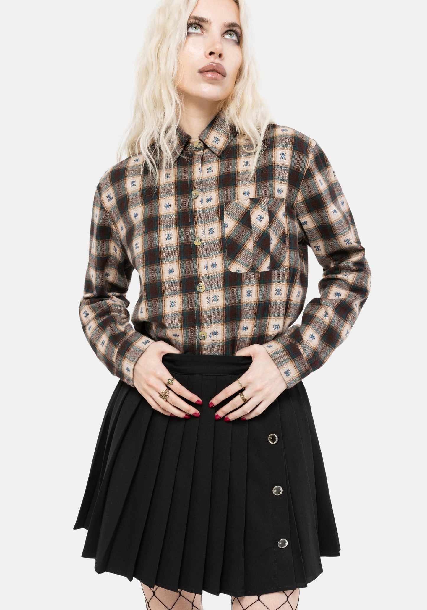 Emily Cotton Check Oversized Longline Shirt