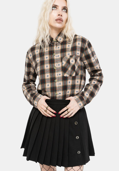 Emily Cotton Check Oversized Longline Shirt