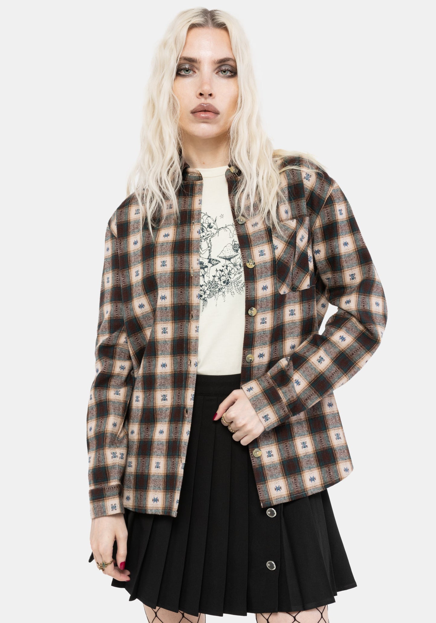 Emily Cotton Check Oversized Longline Shirt