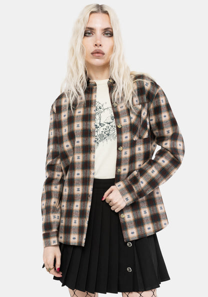 Emily Cotton Check Oversized Longline Shirt