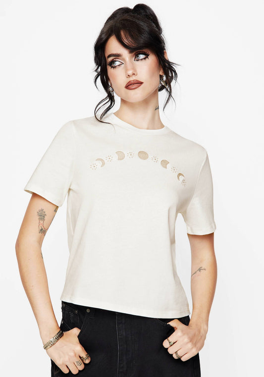Griffinfly Cotton Embroidered Jersey Cropped T-Shirt